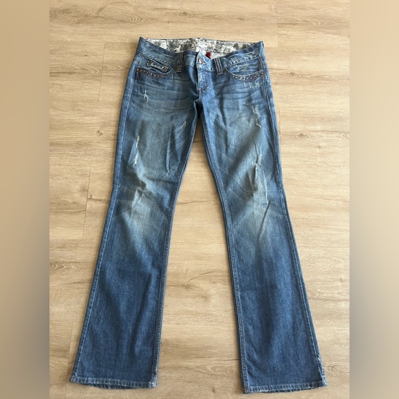Guess Daredevil Boot Cut Jeans Stretch‎ Denim Low Rise Y2K Women's Size 31 - Picture 1 of 11